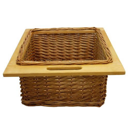 Panier De Rangement Coulissants En Pin 50cm Brun Solide Cuisine Salle De Bain
