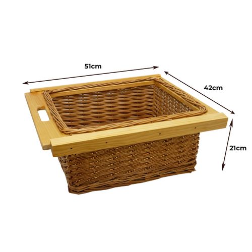Panier De Rangement Coulissants En Pin 50cm Brun Solide Cuisine Salle De Bain