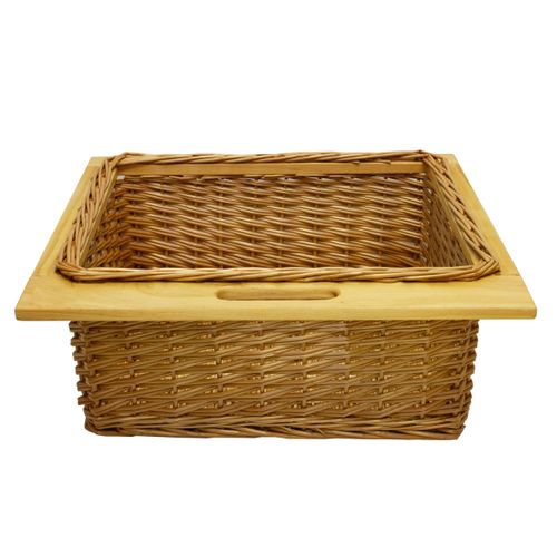 Panier De Rangement Coulissants En Pin 60cm Brun Solide Cuisine Salle De Bain