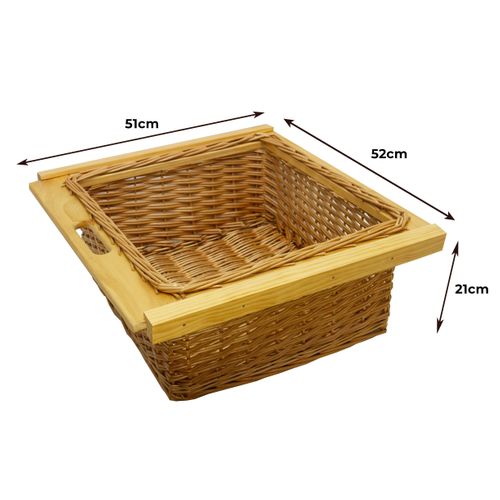 Lot De 3 Paniers De Rangement 600 Mm / 60 Cm Coulissants En Pin Brun Solide
