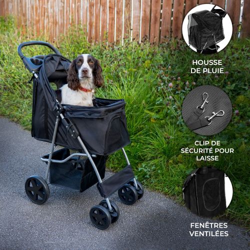 Poussette Noire Pliable Pour Chien Chat Animaux De Compagnie - Max 15kg
