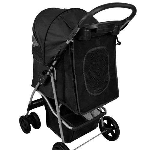 Poussette Noire Pliable Pour Chien Chat Animaux De Compagnie - Max 15kg
