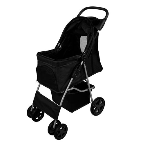 Poussette Noire Pliable Pour Chien Chat Animaux De Compagnie - Max 15kg