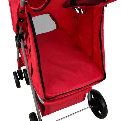Poussette Rouge Pliable Pour Chien Chat Animaux De Compagnie - Max 15kg