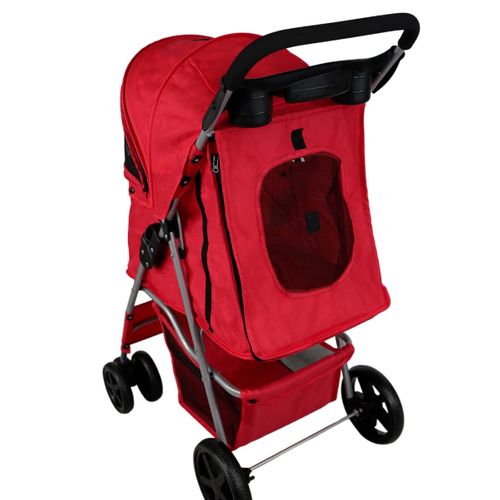 Poussette Rouge Pliable Pour Chien Chat Animaux De Compagnie - Max 15kg