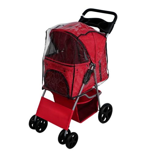 Poussette Rouge Pliable Pour Chien Chat Animaux De Compagnie - Max 15kg
