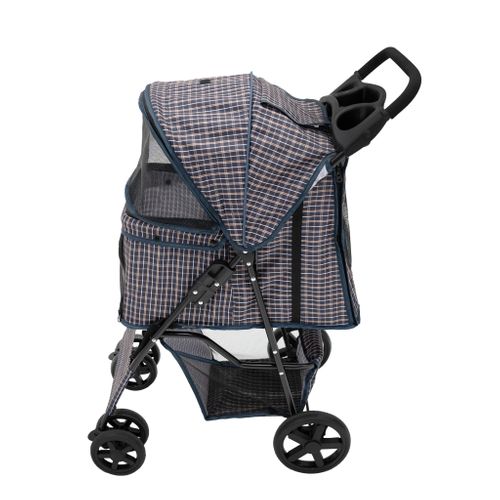 Poussette Pour Animal De Compagnie – Tartan Bleu