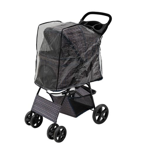 Poussette Pour Animal De Compagnie – Tartan Bleu