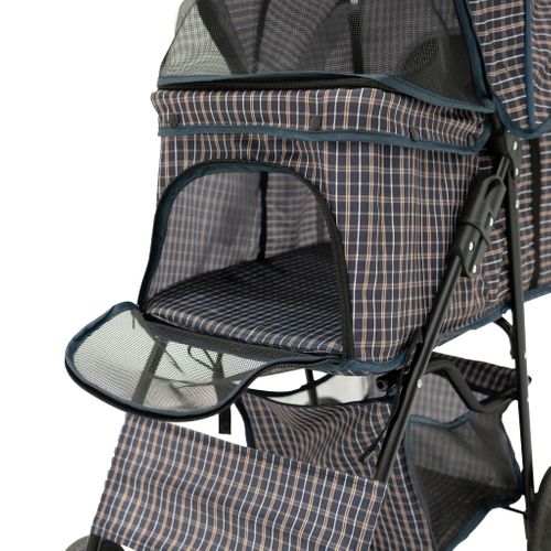 Poussette Pour Animal De Compagnie – Tartan Bleu