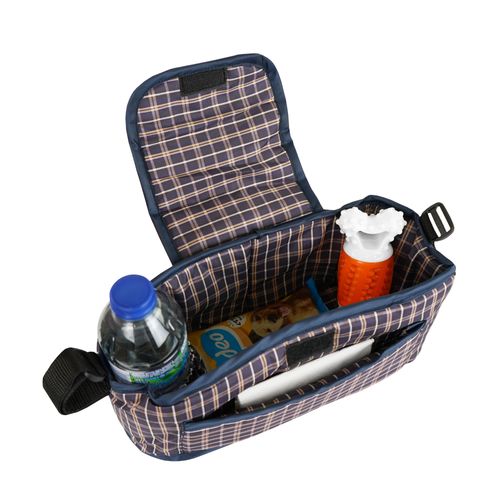Poussette Pour Animal De Compagnie et Sac Caddy – Tartan Bleu