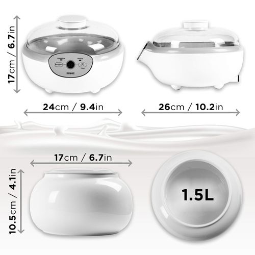 Ym1 Yaourtière électrique Avec écran Numérique Et 1 Pot En Céramique De 1500 Ml