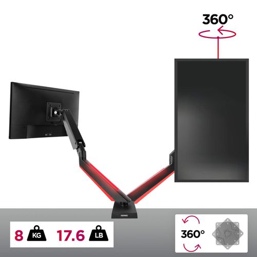 Dmgm5x1 Support De Moniteur - 15-32 Pouces - Lumière D'ambiance LED Rouge - Vesa 75/100 - Bras À Gaz