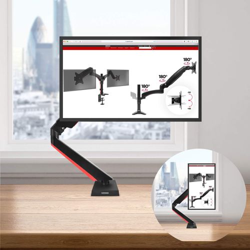 Dmgm5x1 Support De Moniteur - 15-32 Pouces - Lumière D'ambiance LED Rouge - Vesa 75/100 - Bras À Gaz