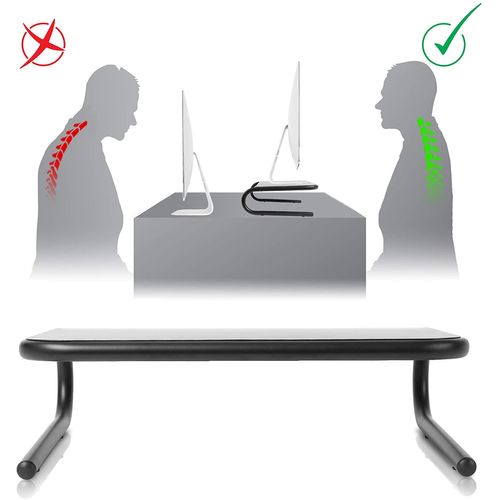 Dm071 Réhausseur D'écran En Métal - Noir - Capacité De 10kg - Espace De Rangement Sous Le Support