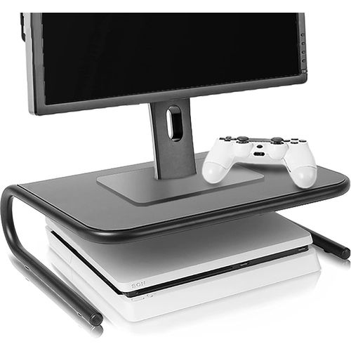 Dm071 Réhausseur D'écran En Métal - Noir - Capacité De 10kg - Espace De Rangement Sous Le Support