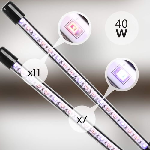 Glc24 Lampe De Croissance Horticole Double à Pince 40w - LED - Lumière De Culture Pour Plantes