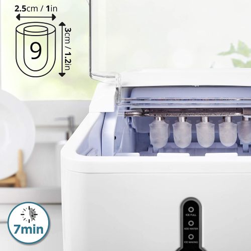 Machine à Glaçons Automatique - 9 Glaçons en 7 mn - 12 kg en 24h - Réservoir 1,5L - 120w - Icm120