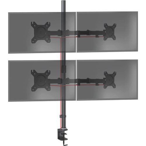 Dmt154 Bras Pour 4 Moniteurs D'ordinateur - Support D'écrans PC Articulé Avec Potence 100 Cm