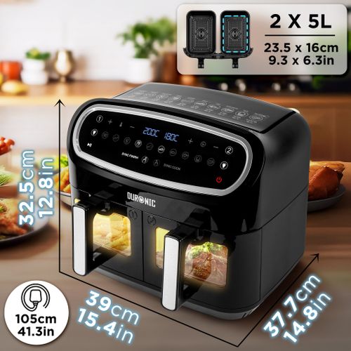 Af24 Friteuse à Air 2400w - Deux Tiroirs De Cuisson De 4.5 Litres - Sync Cook Et Sync Finish