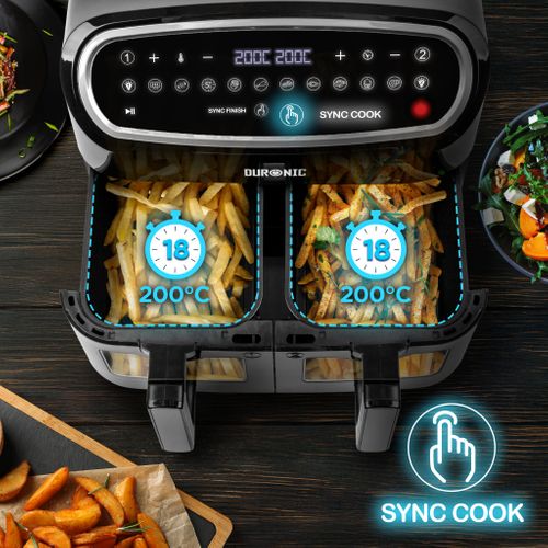 Af24 Friteuse à Air 2400w - Deux Tiroirs De Cuisson De 4.5 Litres - Sync Cook Et Sync Finish