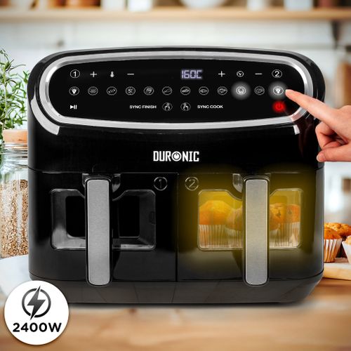 Af24 Friteuse à Air 2400w - Deux Tiroirs De Cuisson De 4.5 Litres - Sync Cook Et Sync Finish