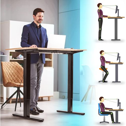 Structure De Bureau Assis-debout 72 à 120cm Supporte 80kg Plateau Vendu Séparément Duronic Tm61 Bk