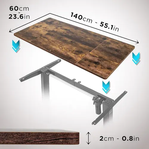 Tt140 Ao Plateau Pour Bureau Assis Debout De 140 X 60 X 2cm Duronic