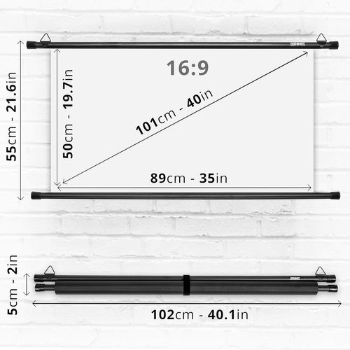 Bps40 16/9 Ecran De Projection TV Et Home Cinema De 40 Pouces 102 Cm - 89 X 50 Cm