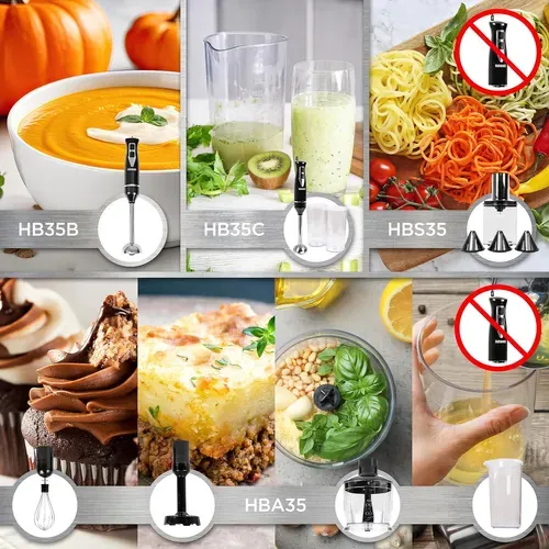 Mixeur Plongeant à Main 350w 2 Réglages De Vitesses 2 Lames Inox Résiste à La Chaleur Hb35b