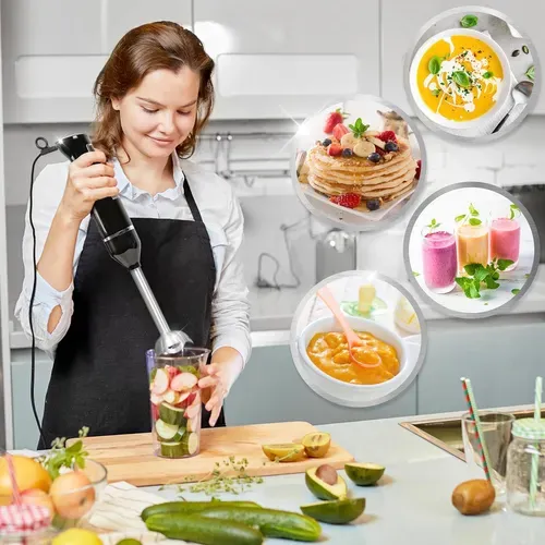 Mixeur Plongeant à Main 350w 2 Réglages De Vitesses 2 Lames Inox Résiste à La Chaleur Hb35b