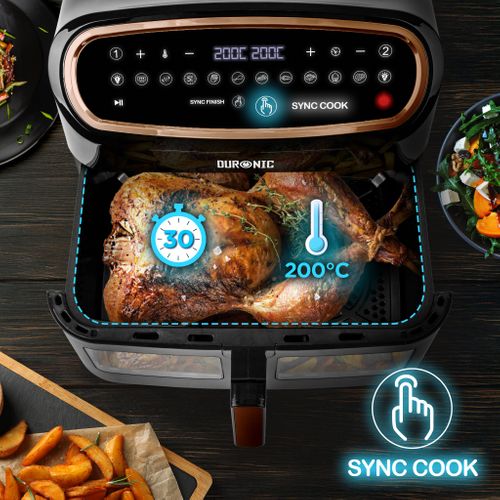 Friteuse à Air Avec 1 Tiroir De 10l Et 2 Tiroirs De 5l Cuisson Préréglés Sans Huile Duronic Af34 Bg