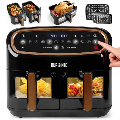 Friteuse à Air Avec 1 Tiroir De 10l Et 2 Tiroirs De 5l Cuisson Préréglés Sans Huile Duronic Af34 Bg