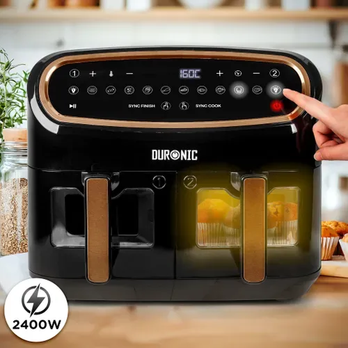 Friteuse à Air Avec 1 Tiroir De 10l Et 2 Tiroirs De 5l Cuisson Préréglés Sans Huile Duronic Af34 Bg