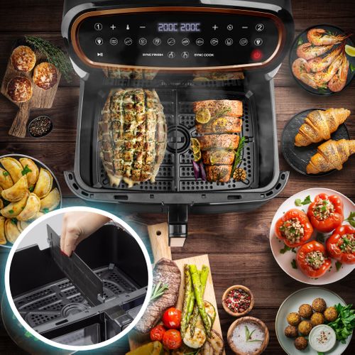Friteuse à Air Avec 1 Tiroir De 10l Et 2 Tiroirs De 5l Cuisson Préréglés Sans Huile Duronic Af34 Bg
