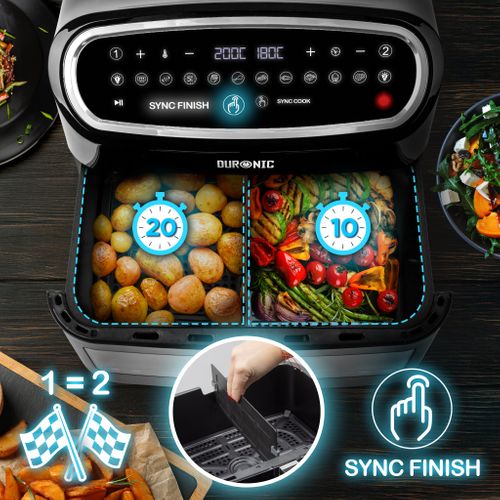 Friteuse à Air Avec 1 Grand Tiroir De 10l Programmes De Cuisson Préréglés Sans Huile Duronic Af14 Bk