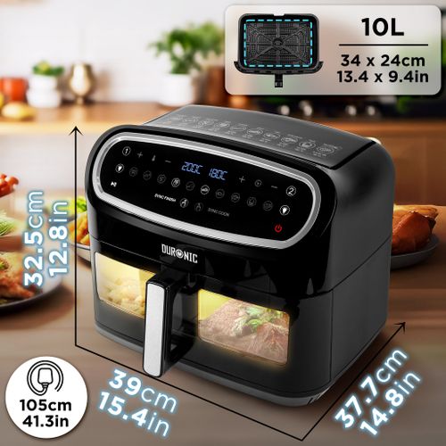 Friteuse à Air Avec 1 Grand Tiroir De 10l Programmes De Cuisson Préréglés Sans Huile Duronic Af14 Bk