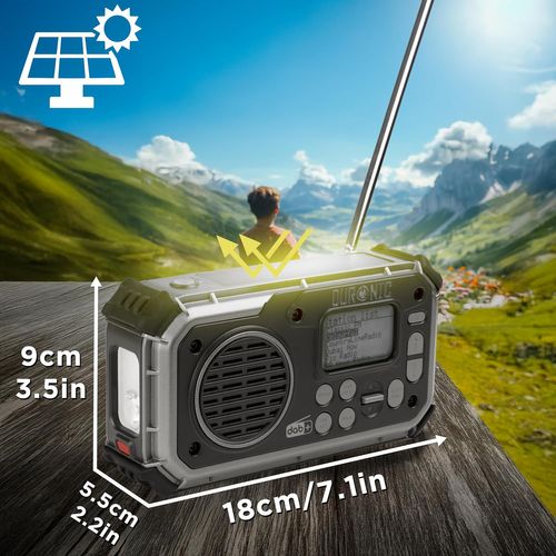 Sdab1 Radio Portable Dab+ Avec Batterie Ou 3 Piles Aaa Recharge Solaire Alamre Sos