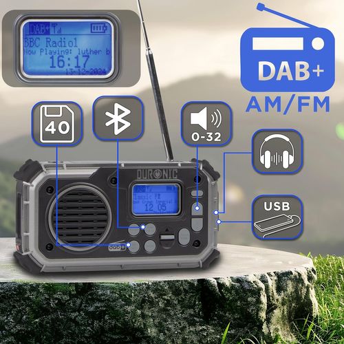 Sdab1 Radio Portable Dab+ Avec Batterie Ou 3 Piles Aaa Recharge Solaire Alamre Sos