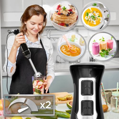 Mixeur Plongeant à Main 350w 2 Vitesses 2x Lames En Inox Presse-purée Hachoir - Hb35 Bundle
