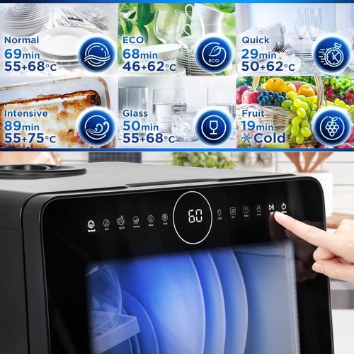 Lave-vaisselle De Table 950w Lave Vaisselle Posable Portable Compact 7 Programmes - Dw5 Bk