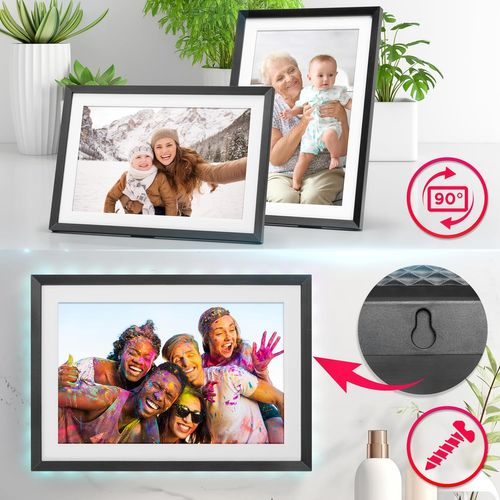 Frameo Pf2a Bk Cadre Photo Numérique Connecté Ecran Tactile 10,1 Pouces Lecteur Photo Vidéo