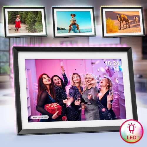 Frameo Pf2a Bk Cadre Photo Numérique Connecté Ecran Tactile 10,1 Pouces Lecteur Photo Vidéo