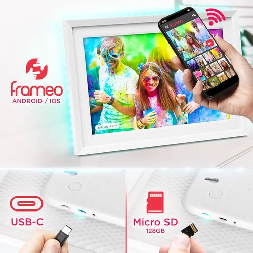 Frameo Pf2a We Cadre Photo Numérique Connecté Ecran Tactile 10,1 Pouces Lecteur Photo Vidéo