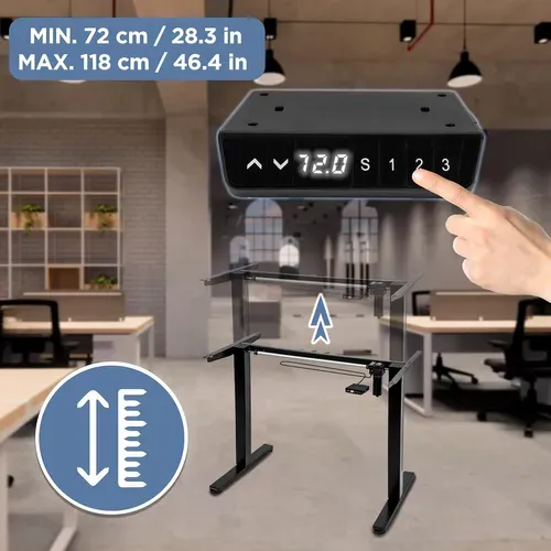 Bureau Assis-debout électrique Avec Plateau De 120cm Hauteur 72-118cm Max 70kg Duronic Cd120 Bt