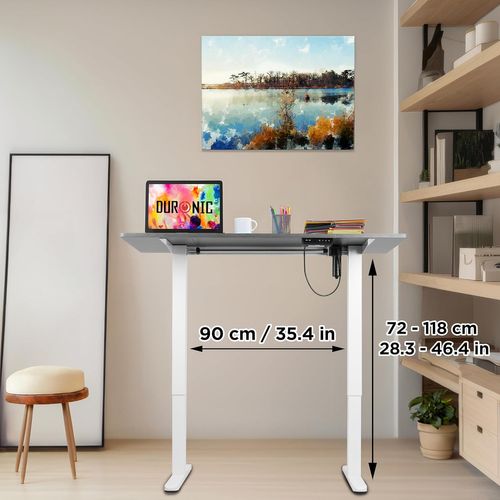 Bureau Assis-debout Électrique Cd120 Wg  Plateau De 120 Cm Hauteur Ajustable 72 à 118 Cm