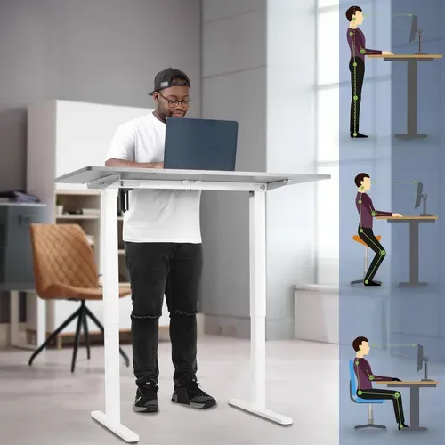 Bureau Assis-debout Électrique Cd120 Wg  Plateau De 120 Cm Hauteur Ajustable 72 à 118 Cm