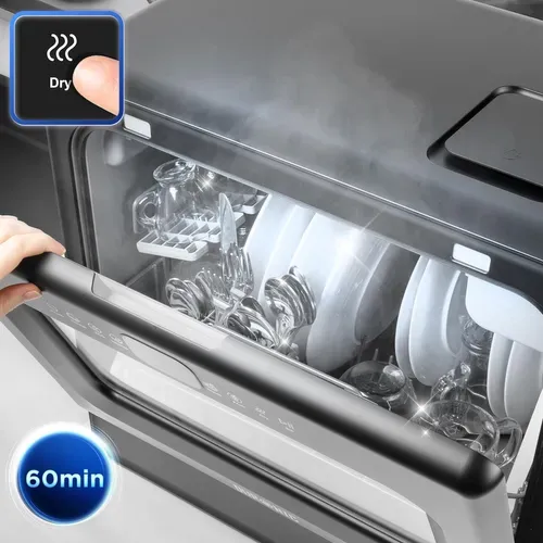 Dw10 Bk Lave-vaisselle De Table 1050w Lave Vaisselle Posable Compact 5 Programmes De Lavage Séchage