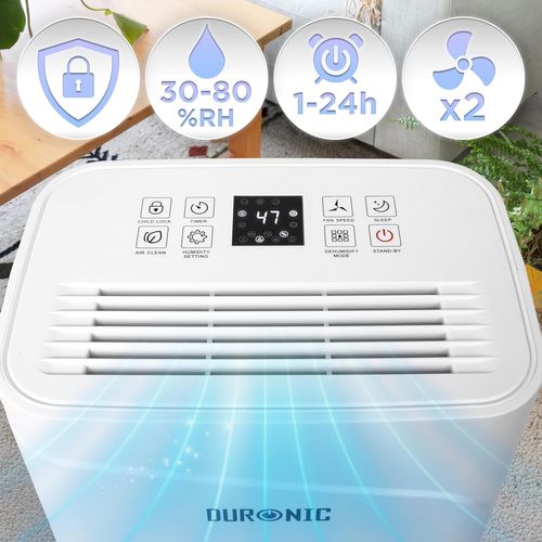 Dh121 Déshumidificateur 300w Jusqu'à 12l D'eau Par Jour Réservoir 2,1l Minuteur 1 à 24h