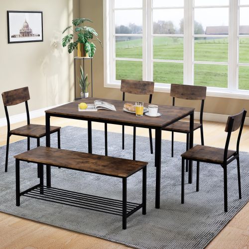Ensemble Table À Manger Et Bancs, 110 X 70 X 75, 4 Chaises 38.5 X 40 X85, 1 Bancs De 100 X 31.5 X 45