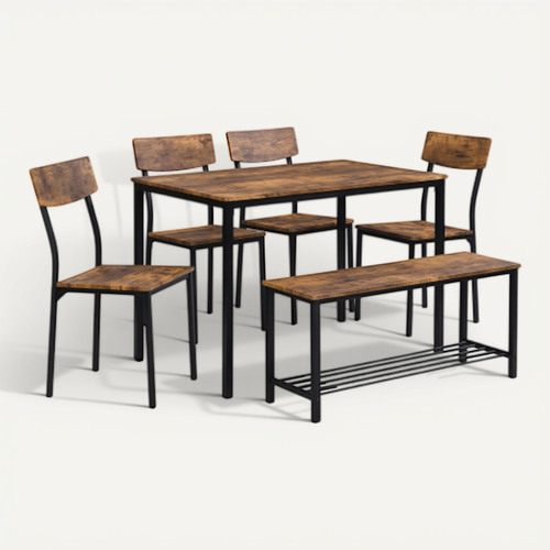 Ensemble Table À Manger Et Bancs, 110 X 70 X 75, 4 Chaises 38.5 X 40 X85, 1 Bancs De 100 X 31.5 X 45